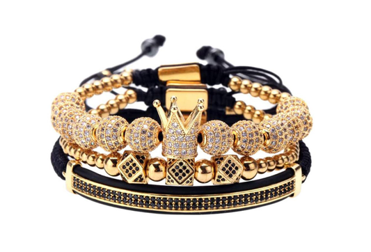 Hollow 8mm Diamond Ball Crown Bracelet