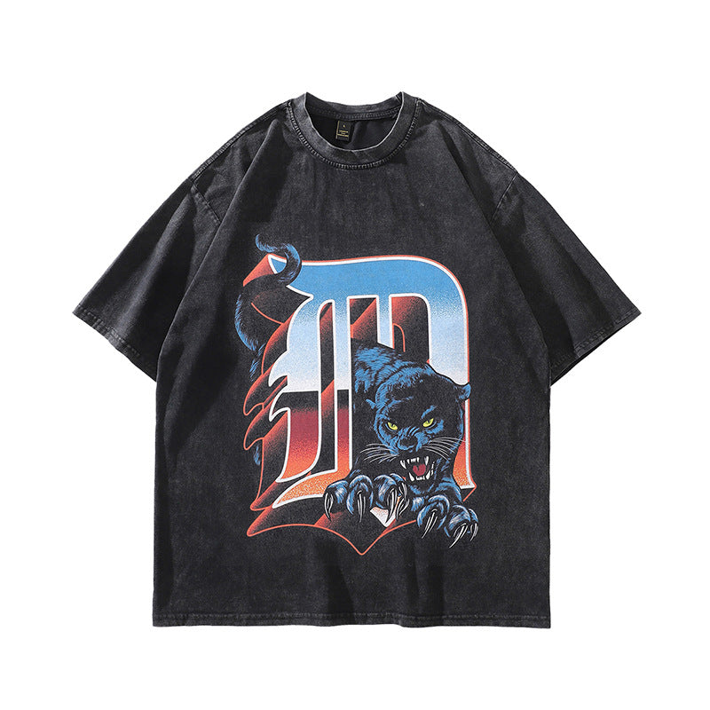 Vintage Retro Harajuku Style Short Sleeve T-Shirt for Men