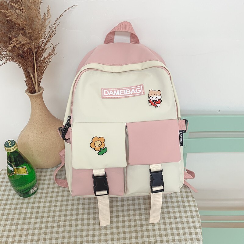 New Panelled Waterproof Nylon Women Backpack