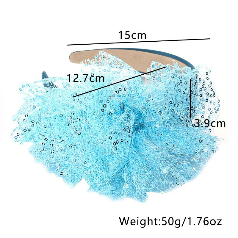 Solid Color Sequin Flower Wide Edge Headband