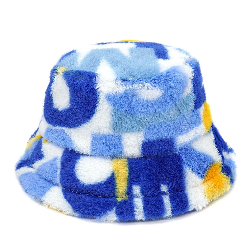 Camouflage Faux Fur Bucket Hat - Warm & Stylish Fisherman Hat
