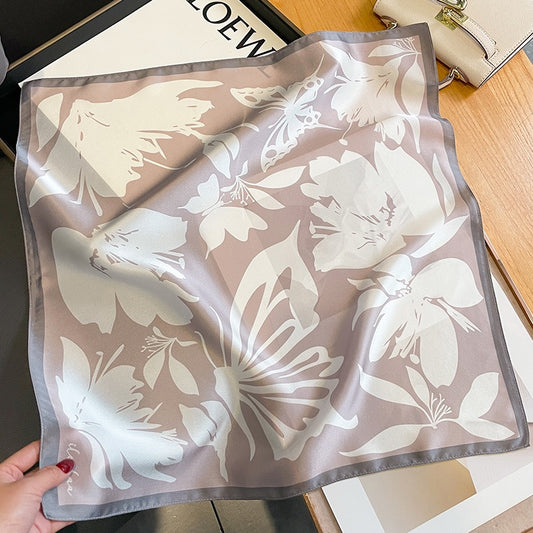 Playful Printed Silk Scarf for Women - Harajuku Style