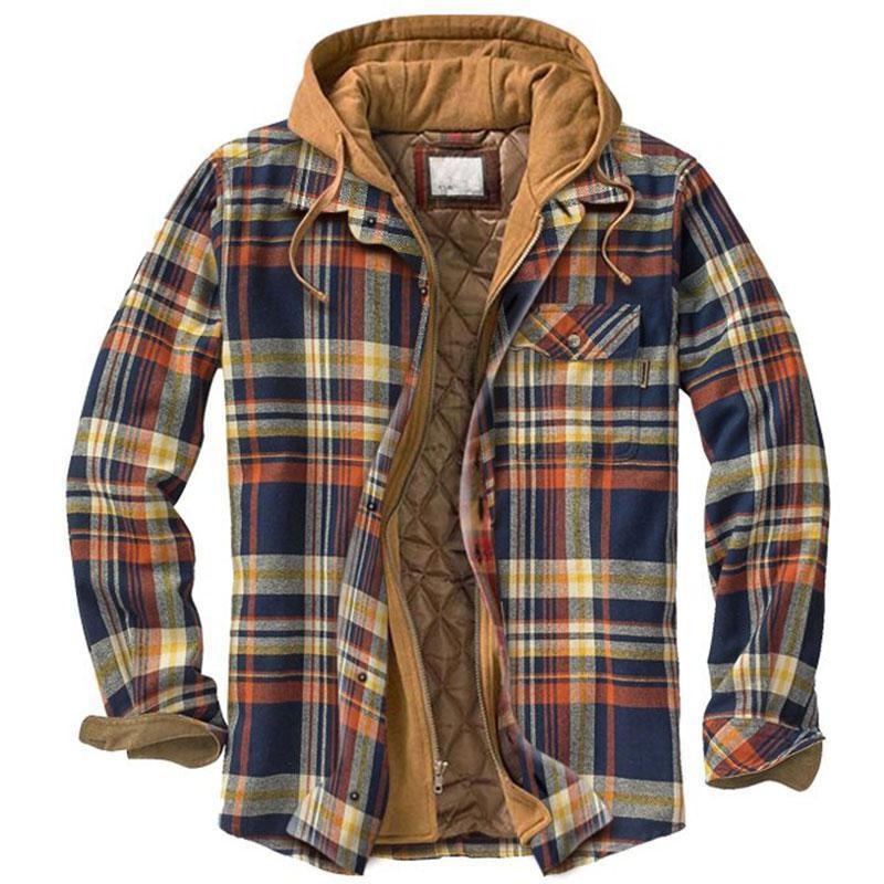Men's Harajuku Plaid Jacket - Cotton 3D Printed Coat