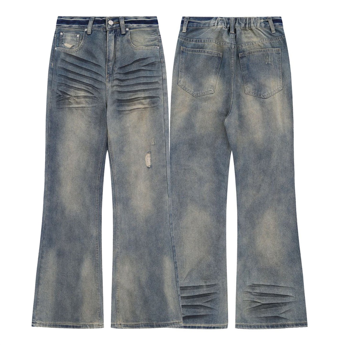 Harajuku Style Washed Straight Leg Jeans - Unisex