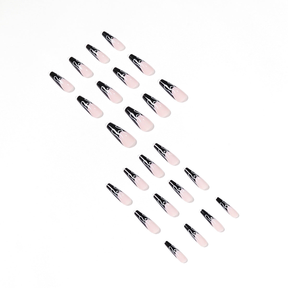 Harajuku Black French Flame False Nails