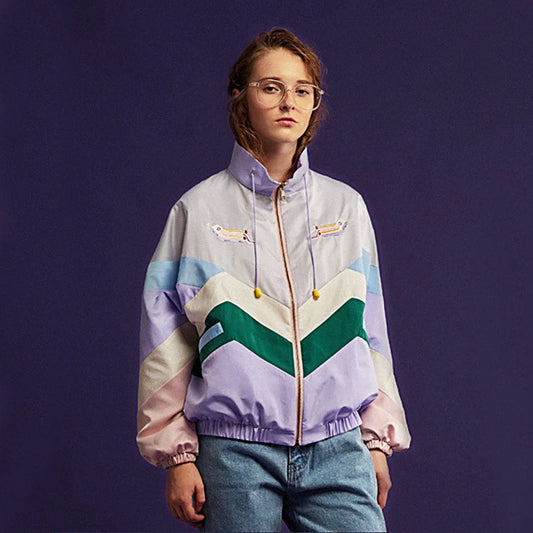 Playful Color Block Cartoon Embroidery Jacket