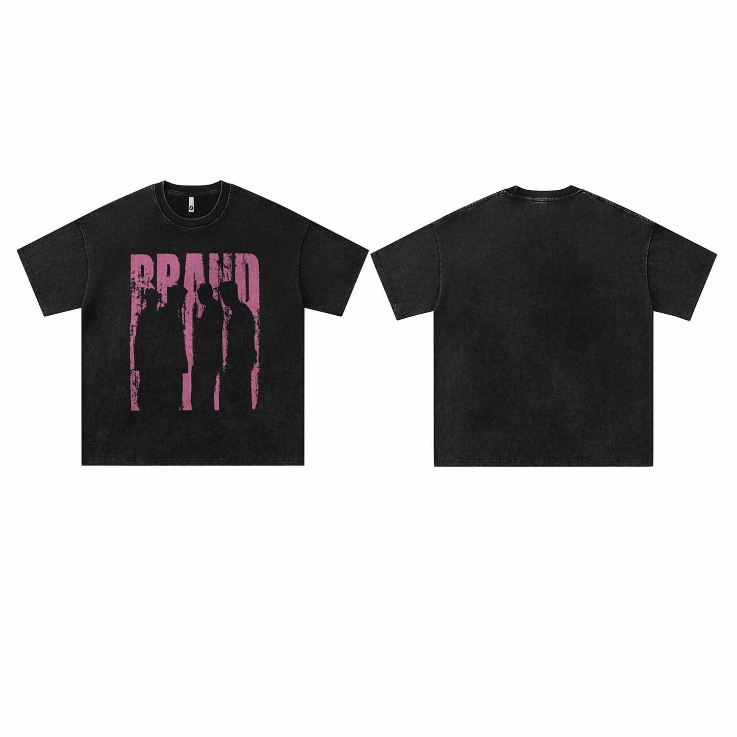 Harajuku Style Washed Portrait Print T-Shirt for Couples