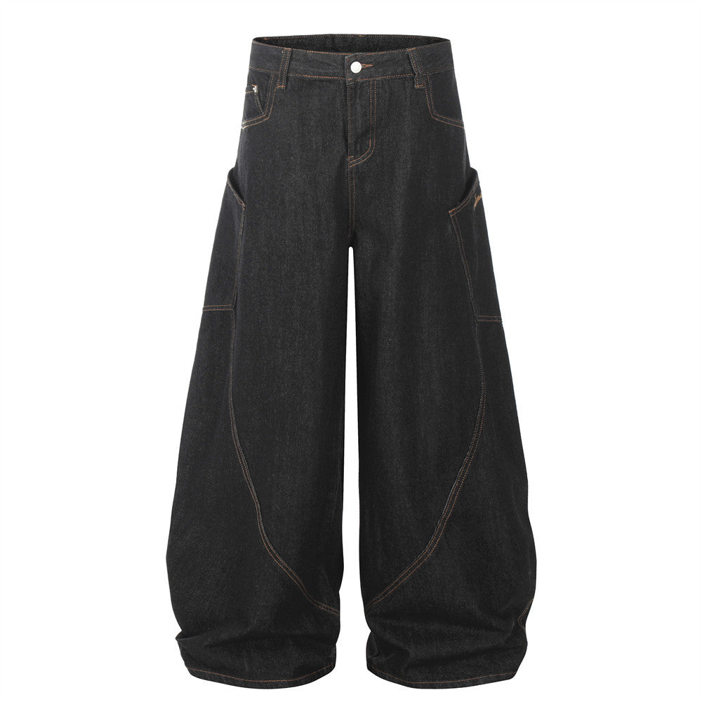Men's Loose Wide-Leg Denim Trousers - Harajuku Inspired