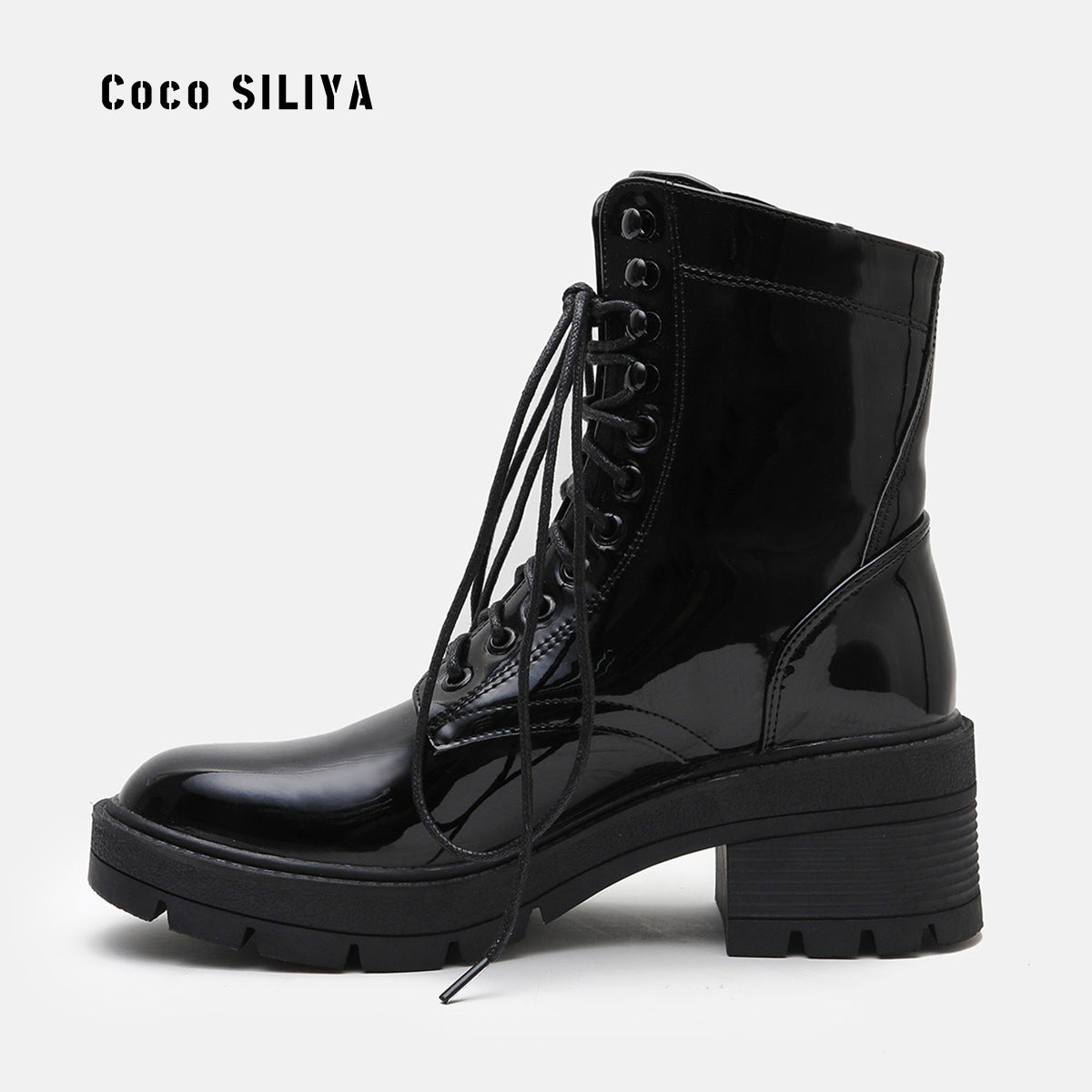 Harajuku Style Women's Patent Leather Boots