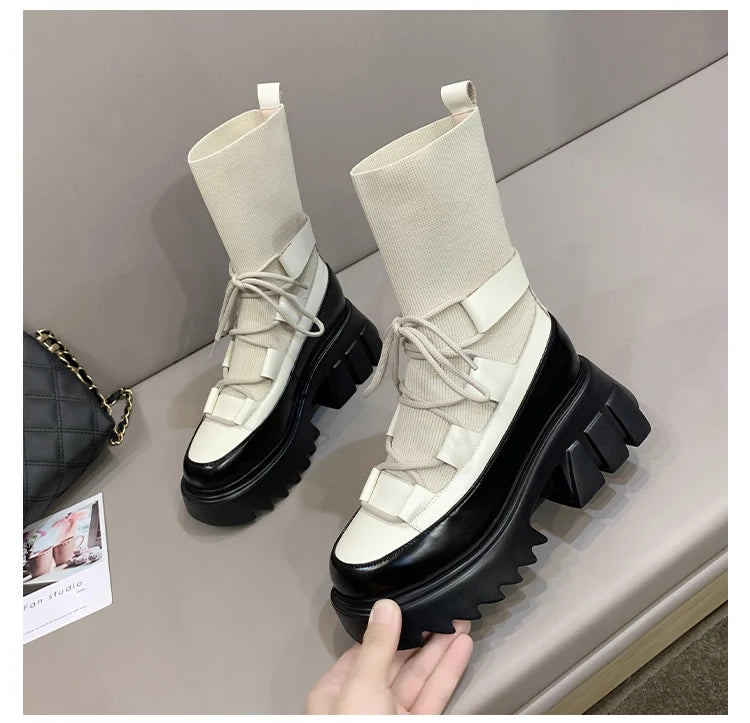 Harajuku Style Casual Stretch Fabric Sock Boots