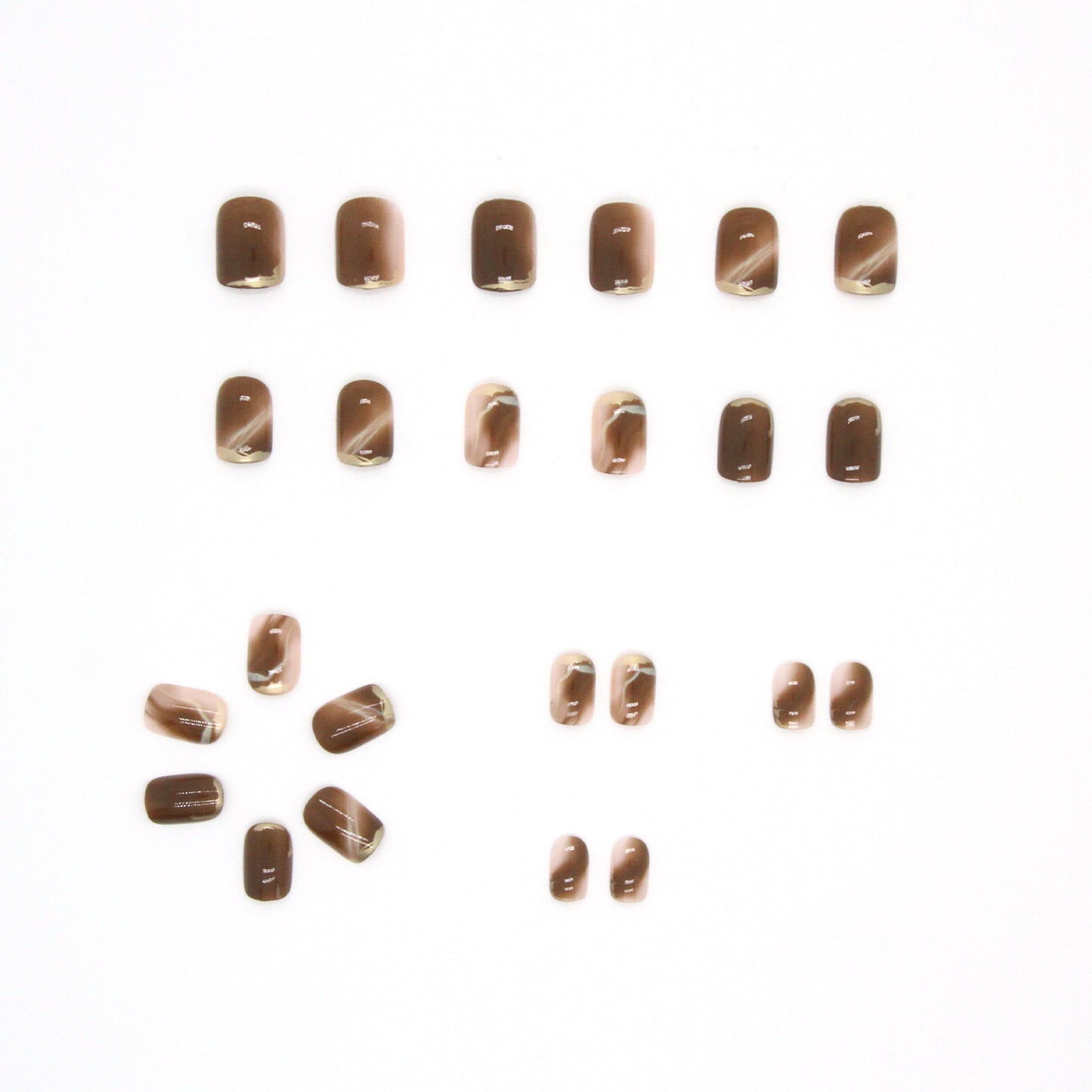 Warm Brown & White Double Spell Nail Manicure Patch