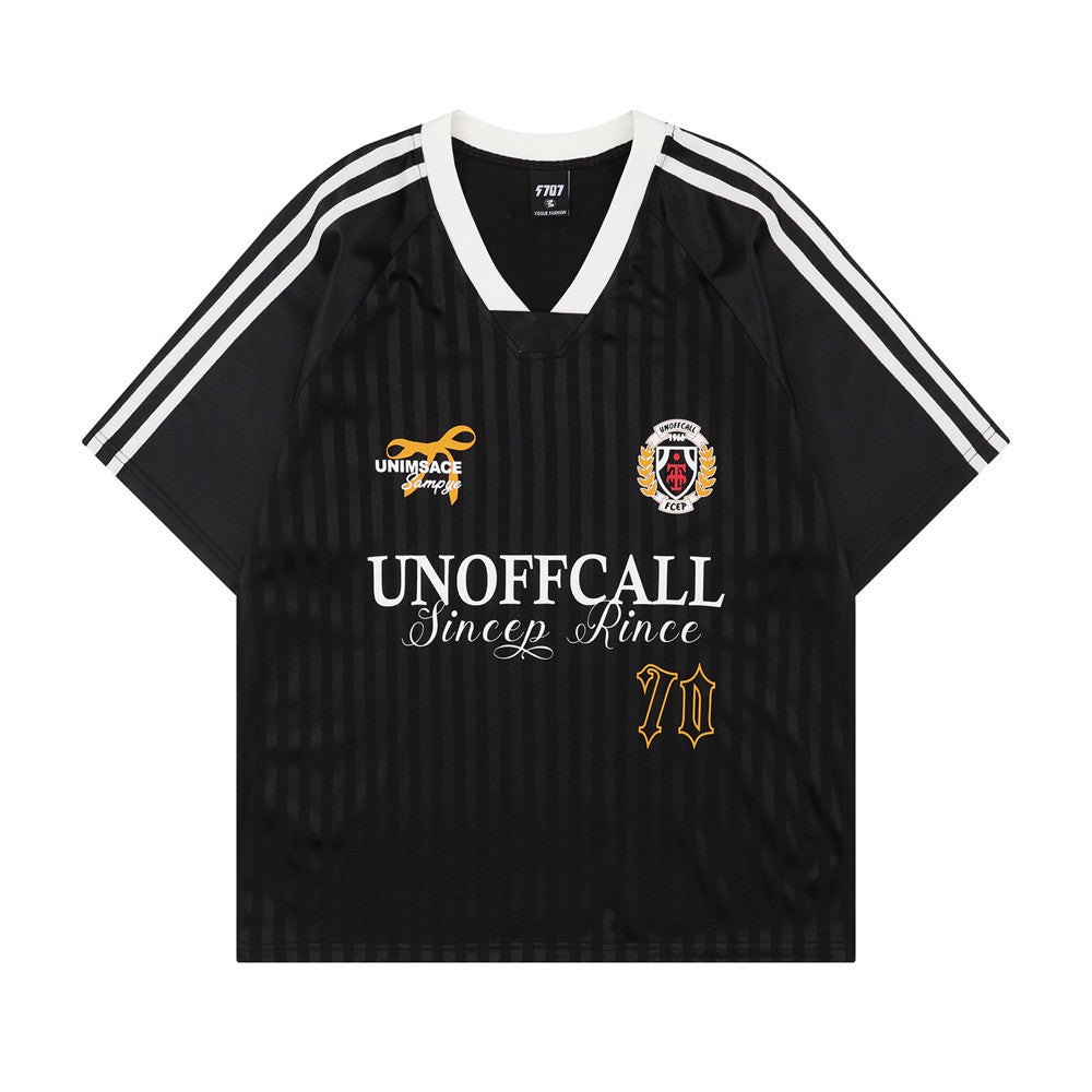 Men's Vertical Stripe Letter Print Sports Jersey