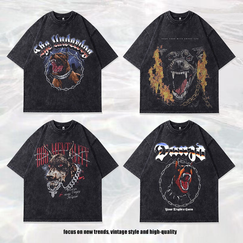 Retro Doberman Loose Fit Harajuku T-Shirt for Men
