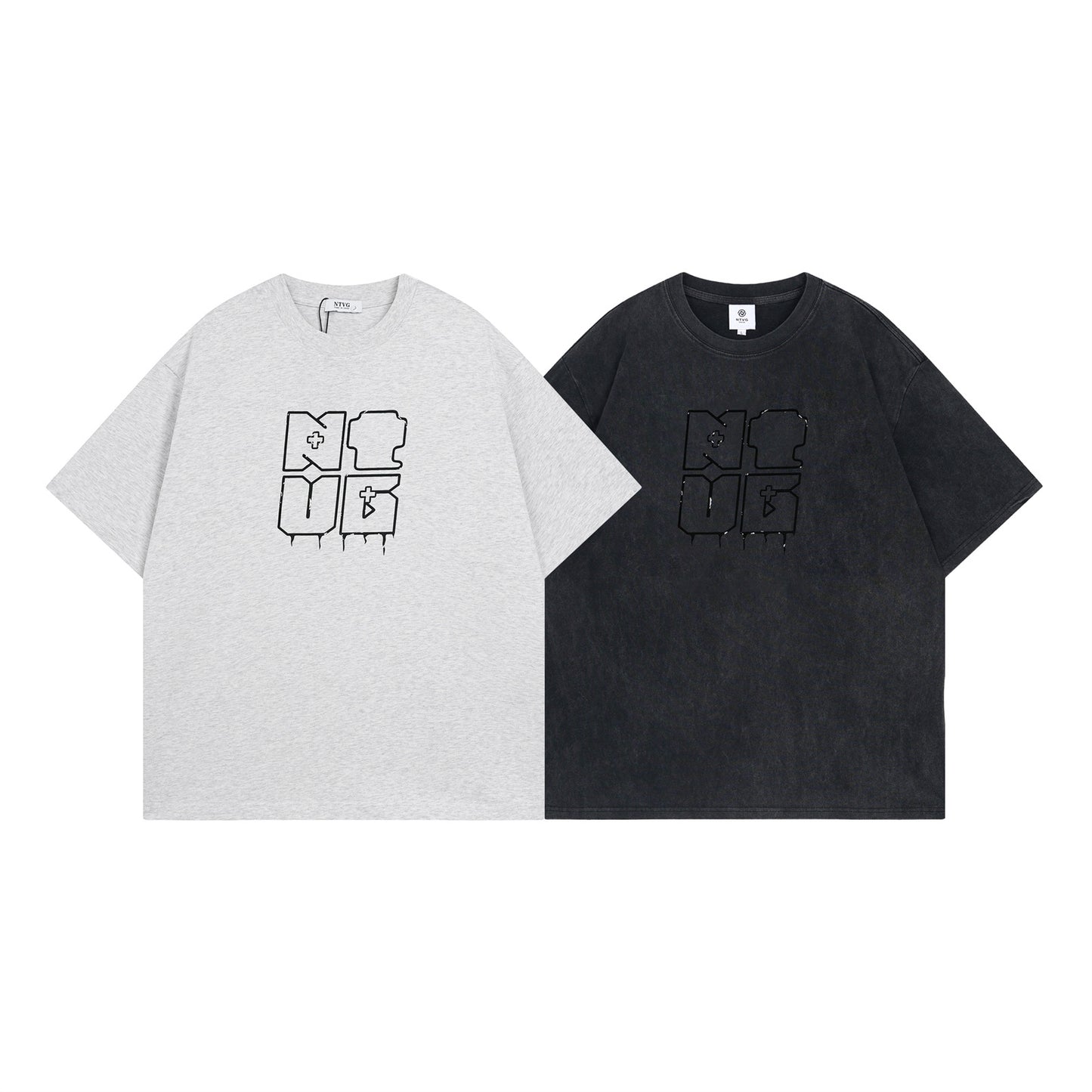 Salt-Washed Letter Print Short Sleeve T-Shirt for Men