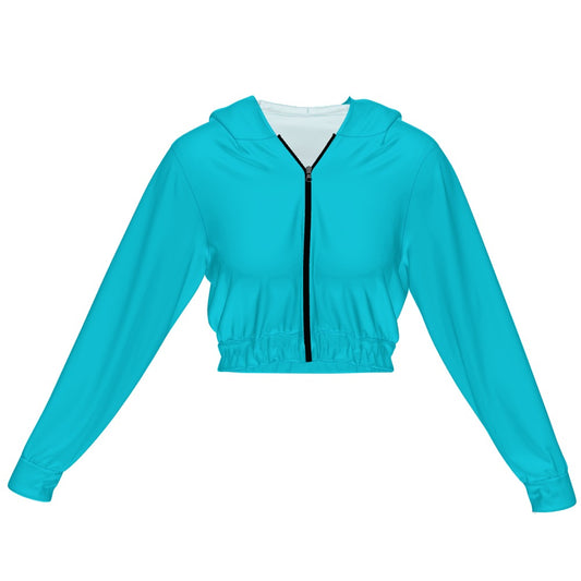 Highlighter Blue Women's Chiffon Cropped Jacket