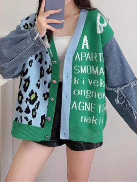 Temperament Leopard Jacquard Cardigan