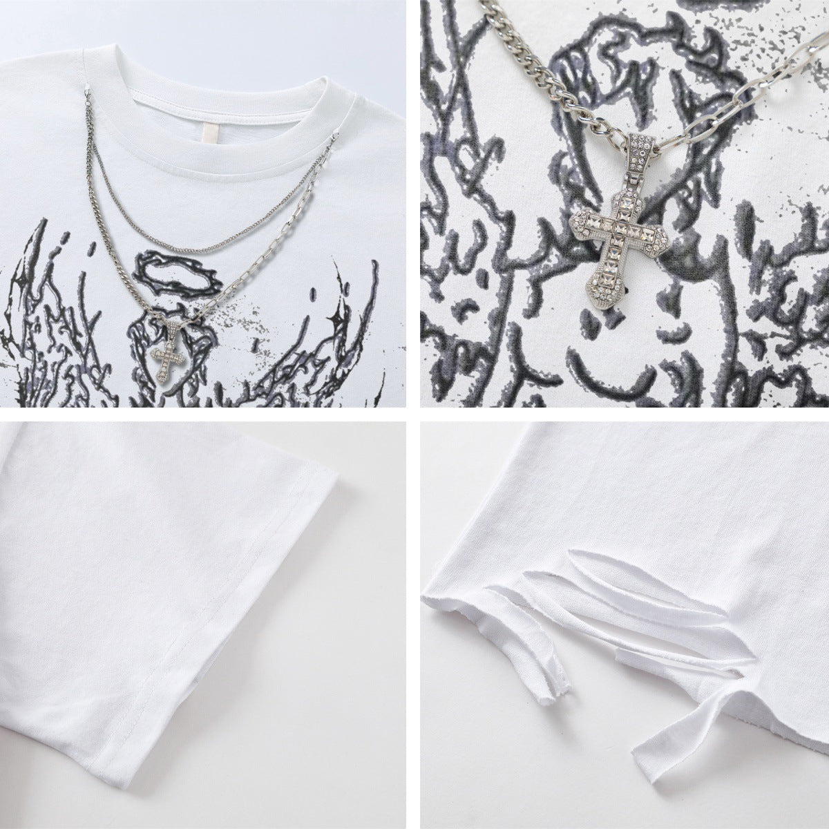 Harajuku Style Angel Print Short Sleeve T-Shirt