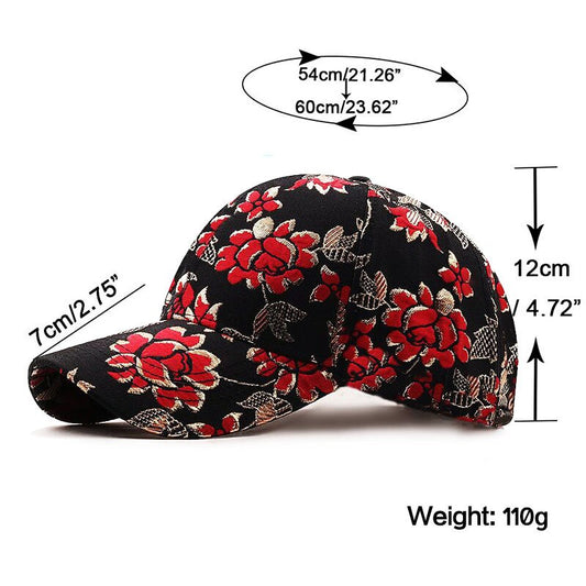 Harajuku Style Embroidered Flower Baseball Cap