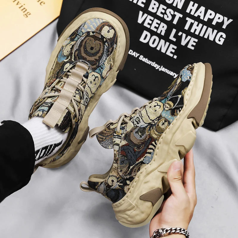Canvas Breathable Dad Shoes - Height Increasing Trendy Sports Shoes