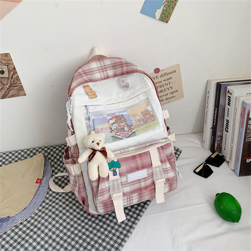 Cute Japanese JK Plaid School Backpack