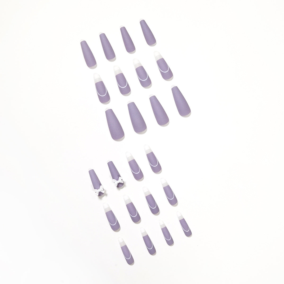 Harajuku Purple Bow Rattan Nail Patch Set