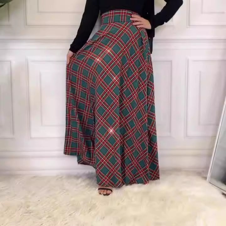 Playful Scottish Plaid Midi Skirt for Harajuku Style