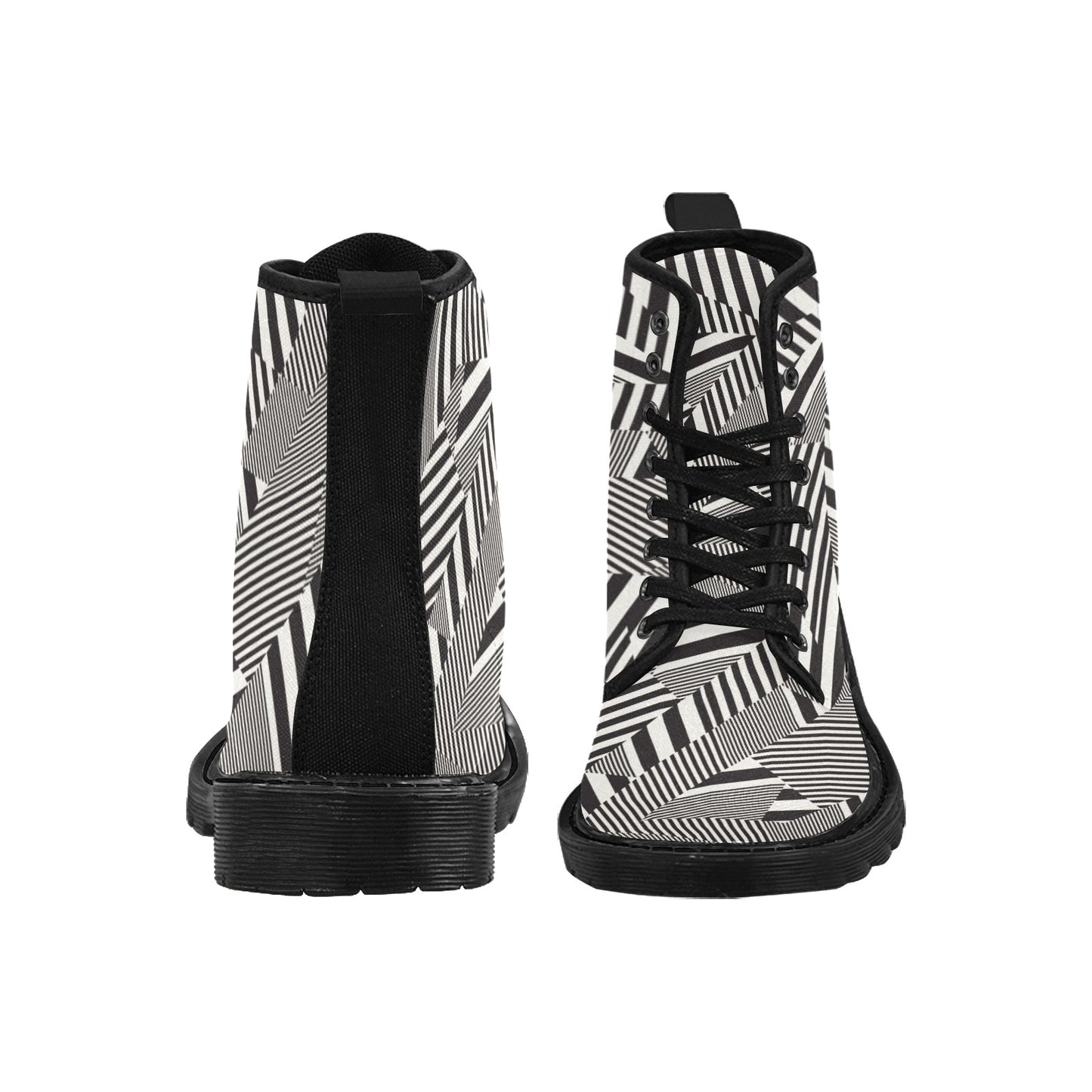 Black and White Zig Zag Canvas Boots