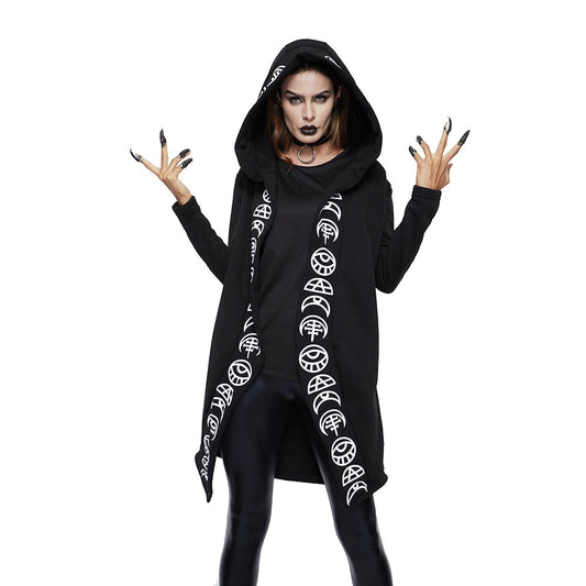 Gothic Chic Black Plus Size Hooded Sweatshirt for Women
