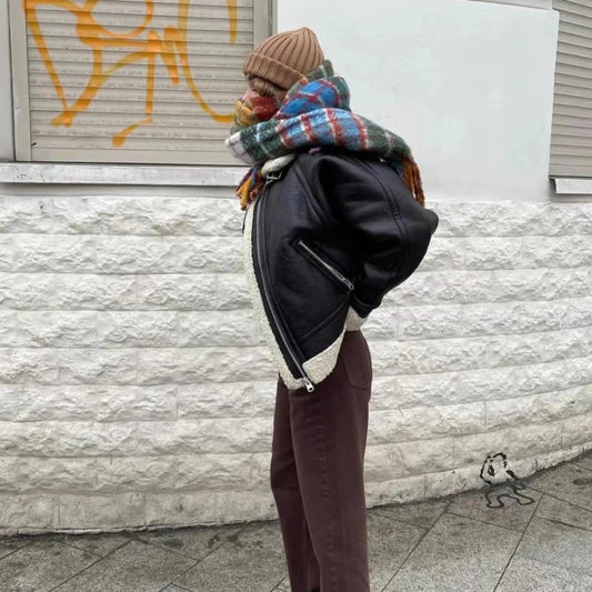 Harajuku Style Rainbow Plaid Wool Scarf with Tassels