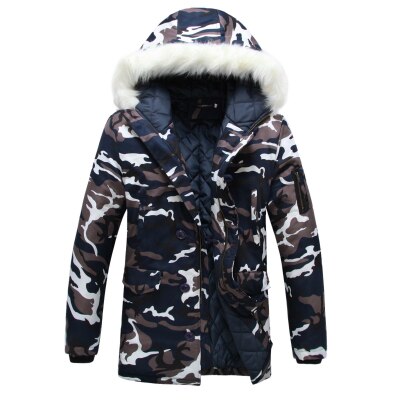 Men's Camouflage Down Parka with Fur Collar