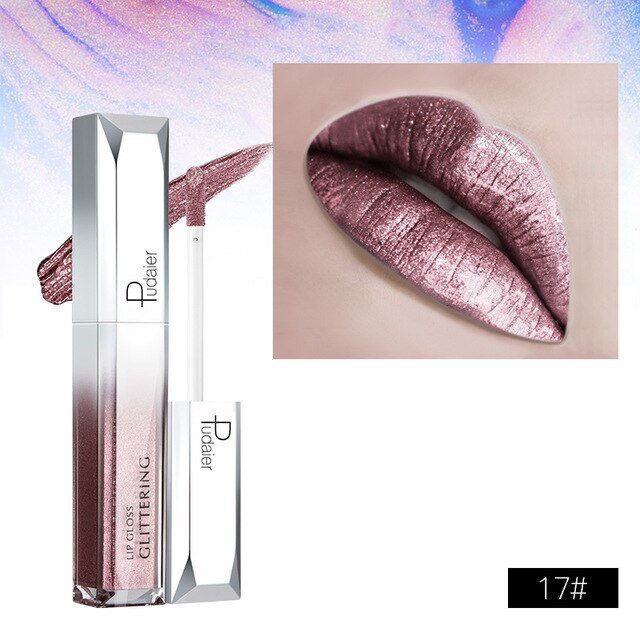 Metallic Glitter Shine Full Color Lipstick - 18 Shades
