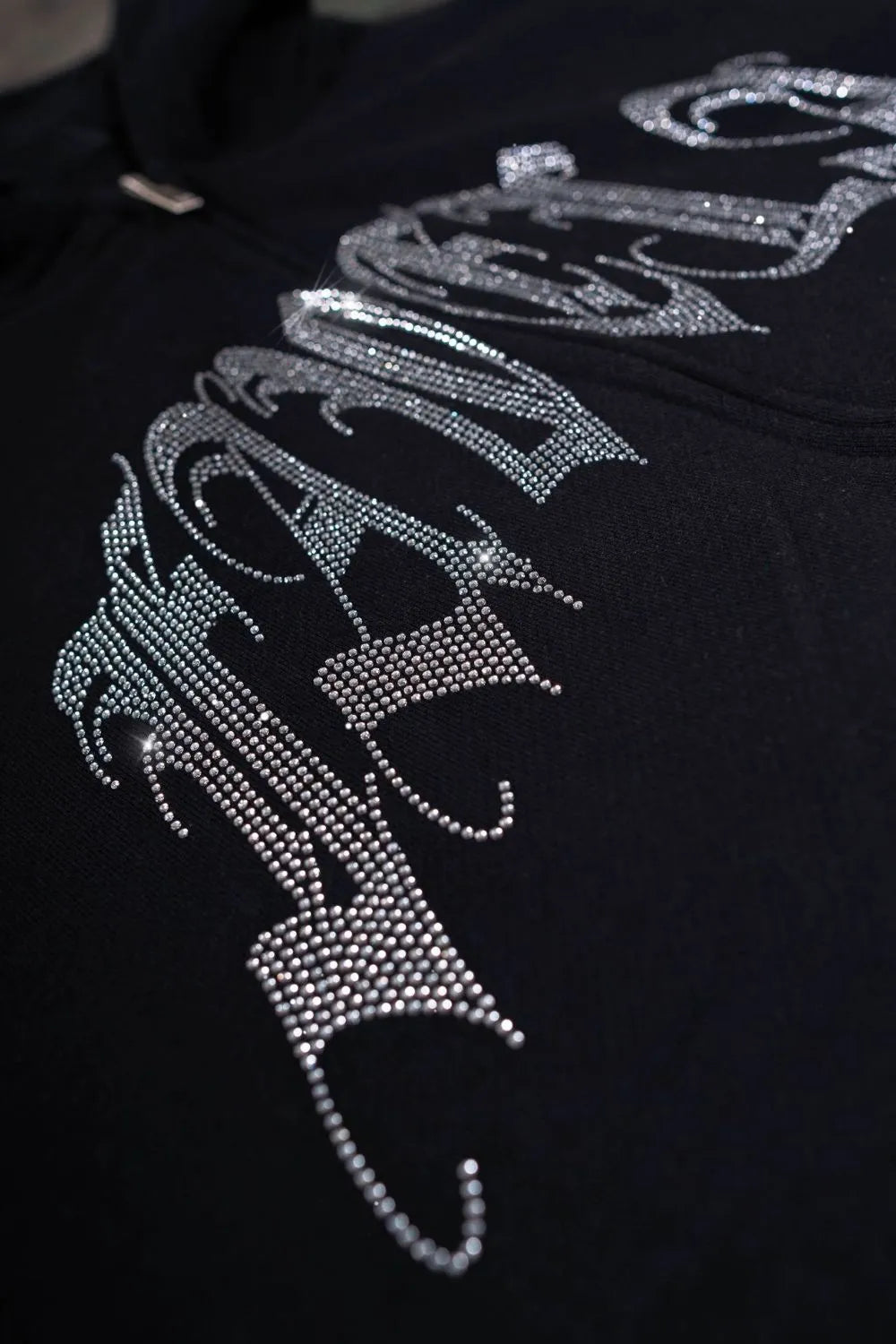 Men's Rhinestone Letter Zip Up Long Sleeve Hoodie