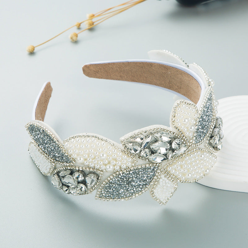 Rhinestone Pearl Leaf Baroque Headband