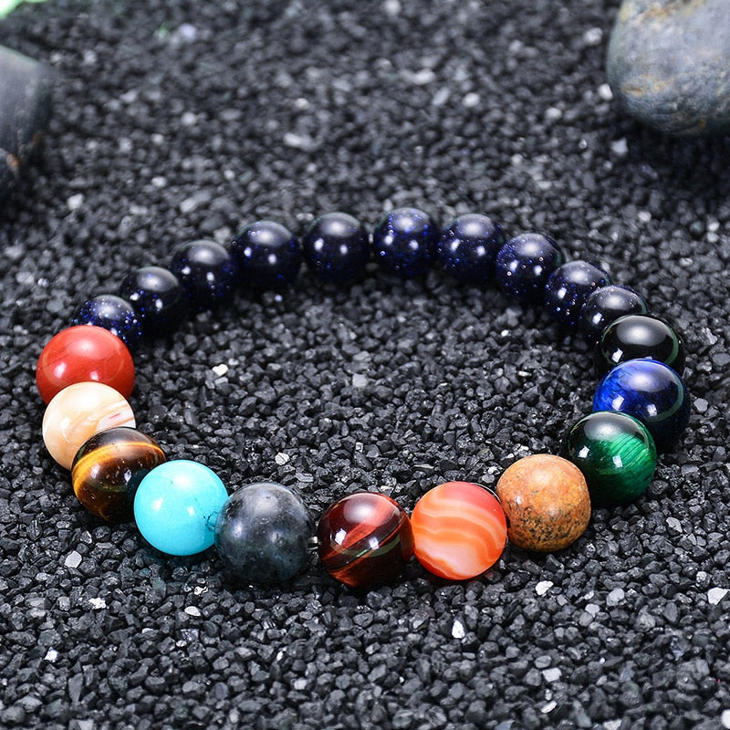 Lovers Eight Planets Natural Stone Bracelet - Galaxy Chakra