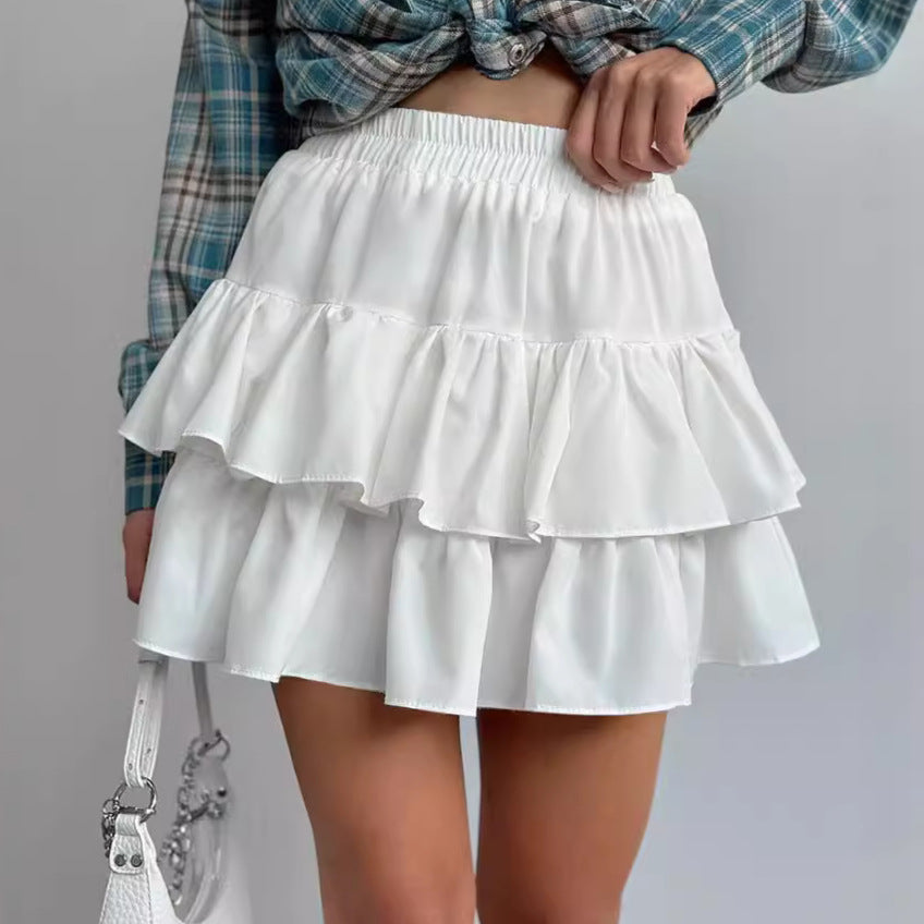 Harajuku-Inspired Double-Layer High-Waisted Pleated Skirt