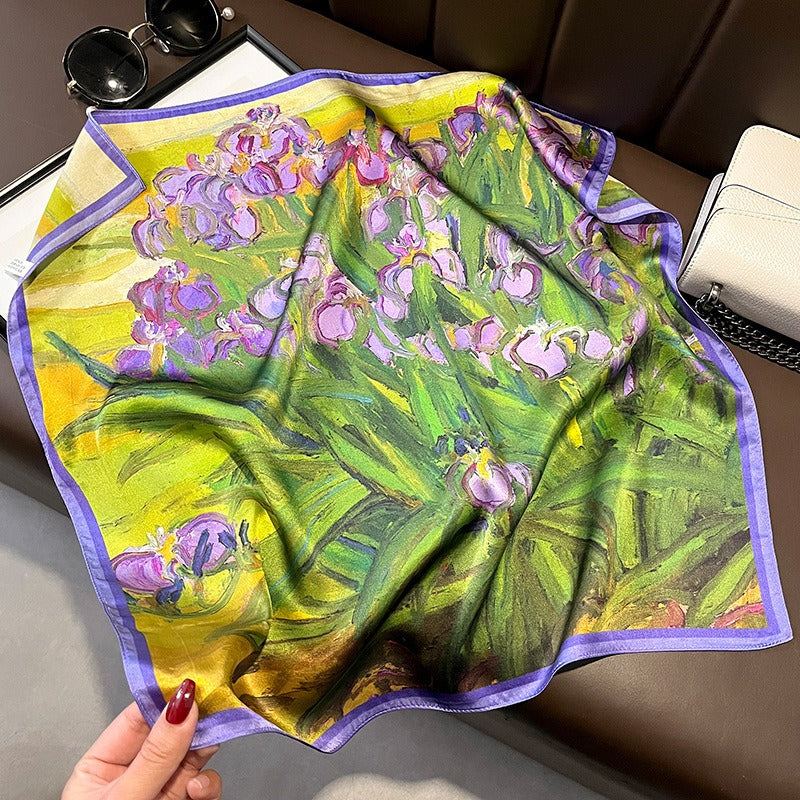Purple Tulip Silk Scarf - Playful Harajuku Style