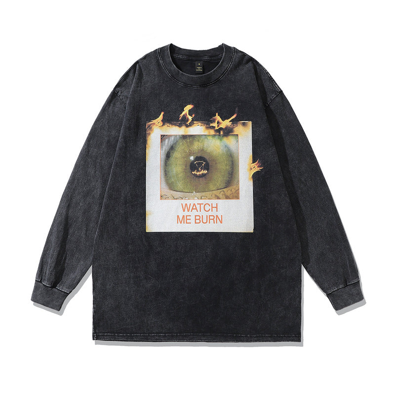 Unisex Retro Print Long Sleeve T-Shirt - Harajuku Style