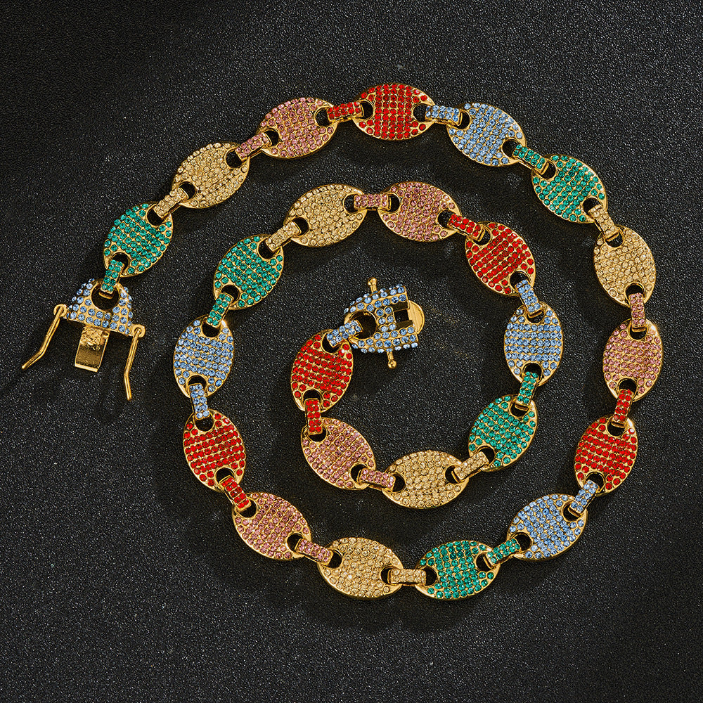 12mm Pig Nose Coffee Bean Color Necklace - Harajuku Style