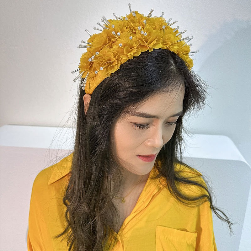 Fashionable Wide Edge Fabric Crystal Headband