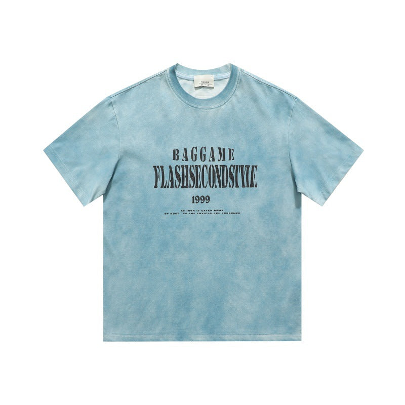 Playful Tie Dye Gradient Letter T-Shirt for Men and Women