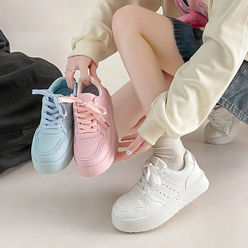 Playful Lace Up Platform Athletic Sneakers