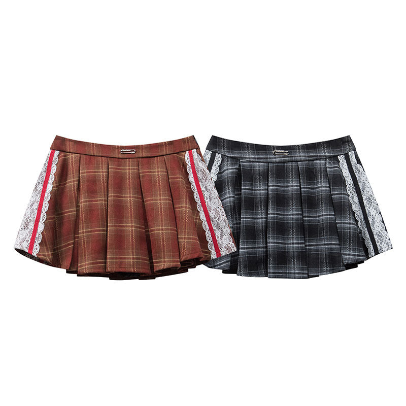 Harajuku Style Pleated Splicing Skirt for Women