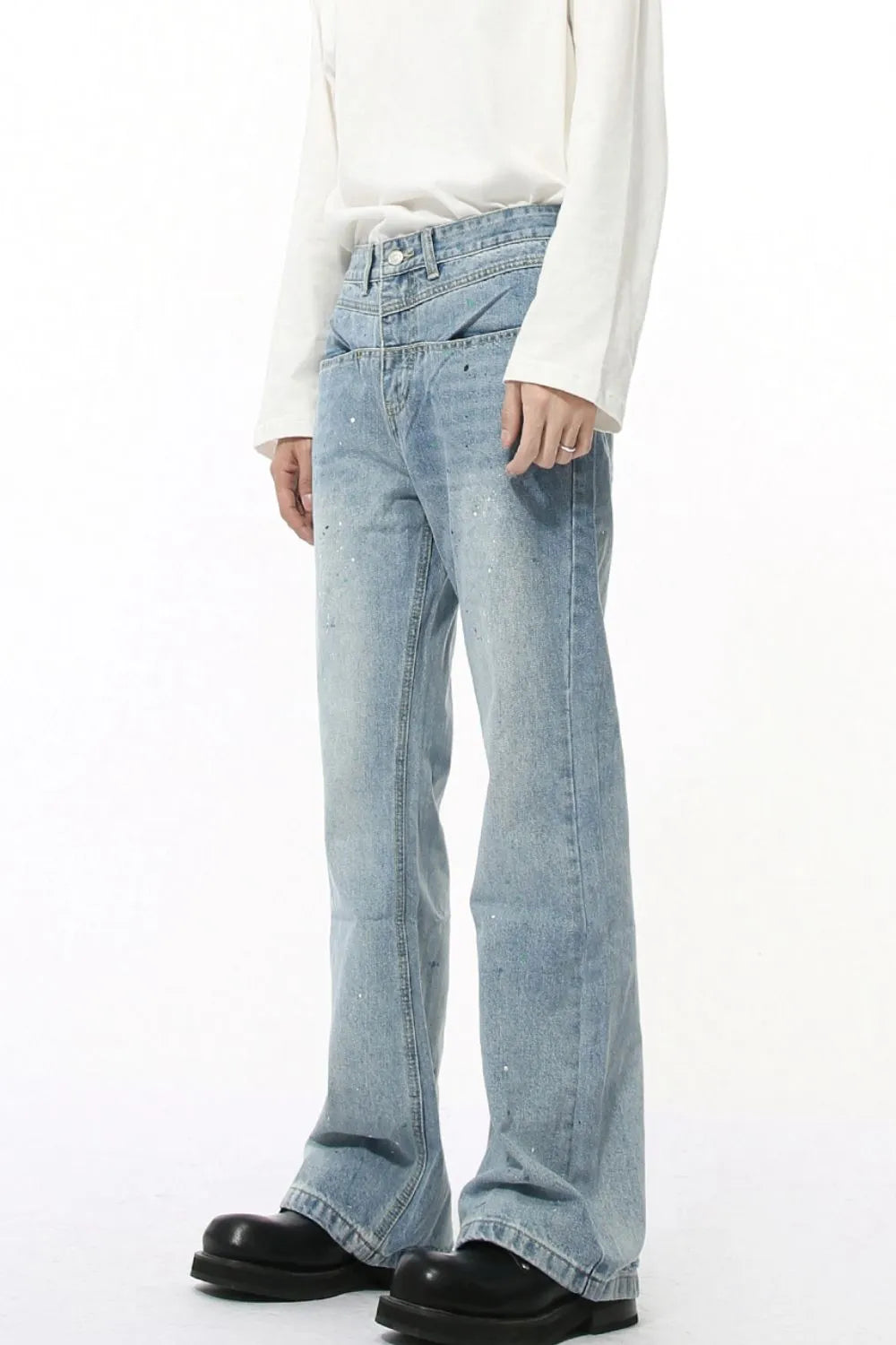 Harajuku Splash Ink Washed Jeans with Pockets
