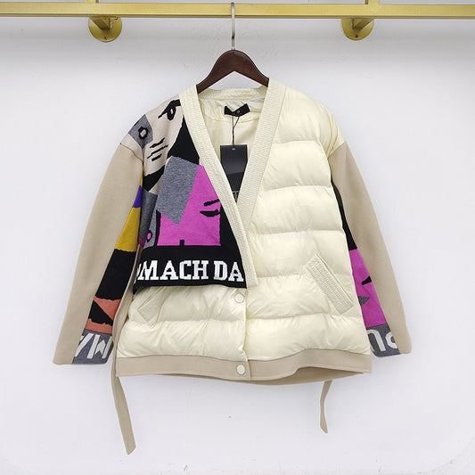 Harajuku Knitted Letter Patchwork Winter Jacket