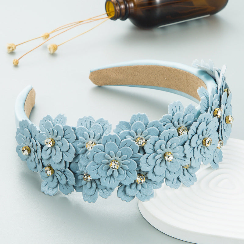 Colorful Floral Headdress Glass Diamond Headband