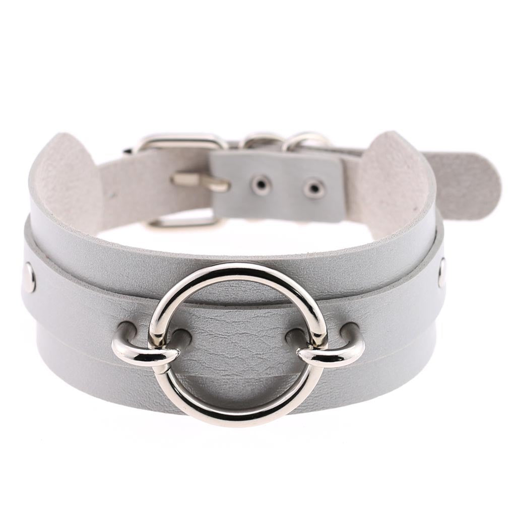 Harajuku Exaggerated PU Leather O-Ring Collar Necklace