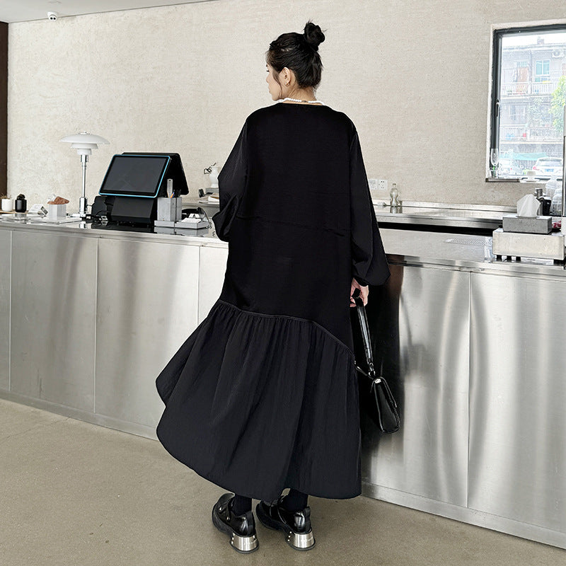Playful V-Neck Long Sleeve Dress - Harajuku Style