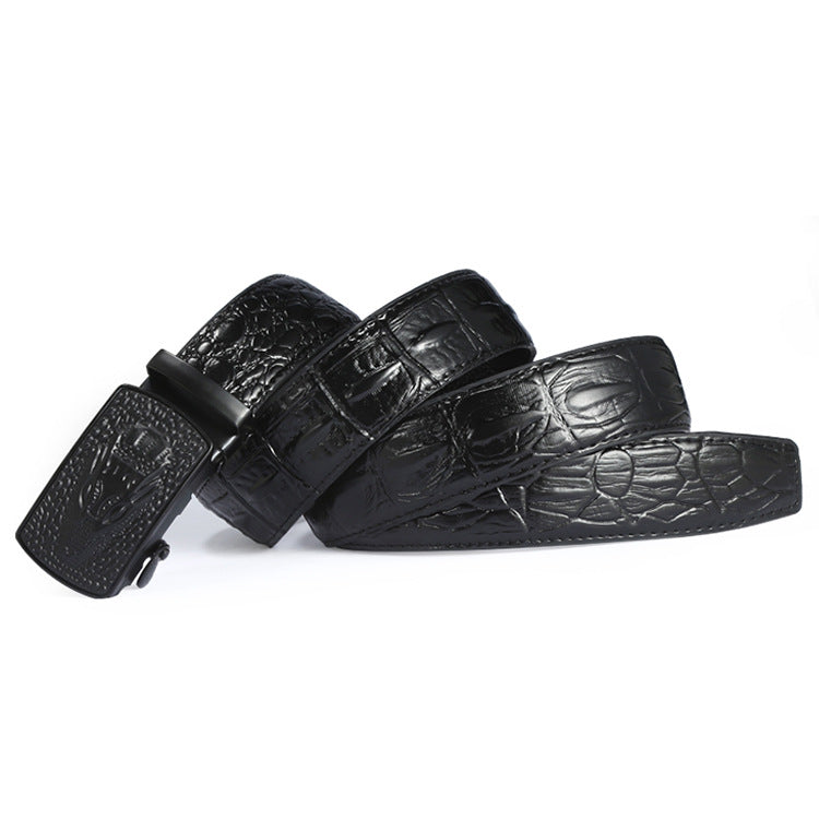 Personalized Crocodile Patterned Men's Belt with Automatic Buckle