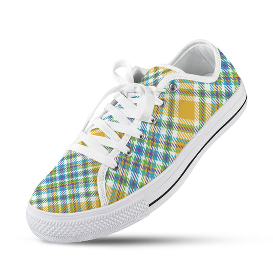 Yellow Plaid Low Top Women's Shoes