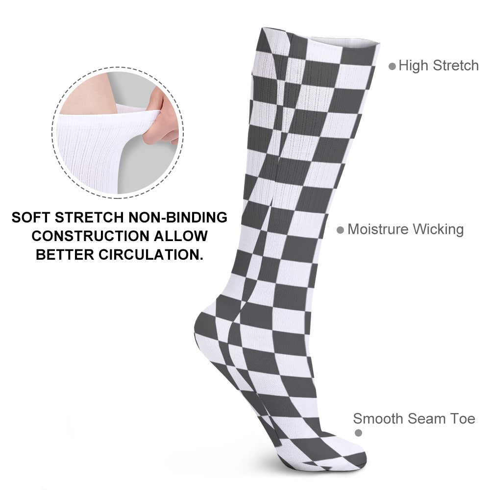 Black and White Checkered Breathable Socks